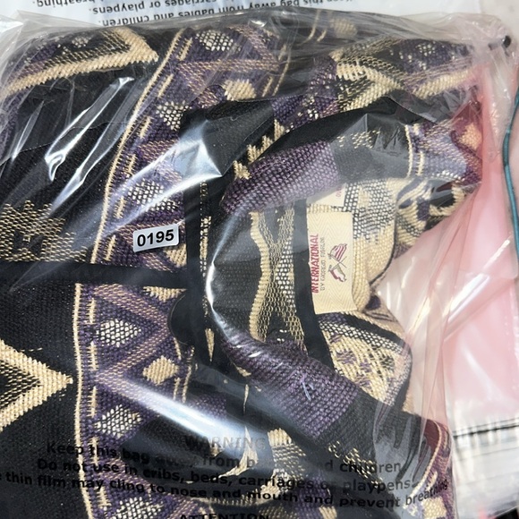 Vintage 90s Fiorlini Black Purple Print 100% Cotton Aztec Woven Blazer Jacket - Picture 15 of 15